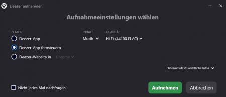 Musikstreaming ferngesteuert aufnehmen in Audials One