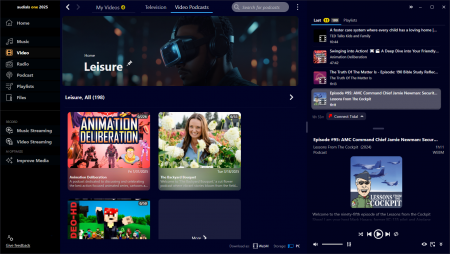 Watch video podcasts with Audials