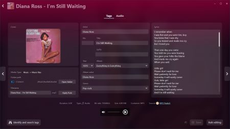 Editing audio tags in Audials